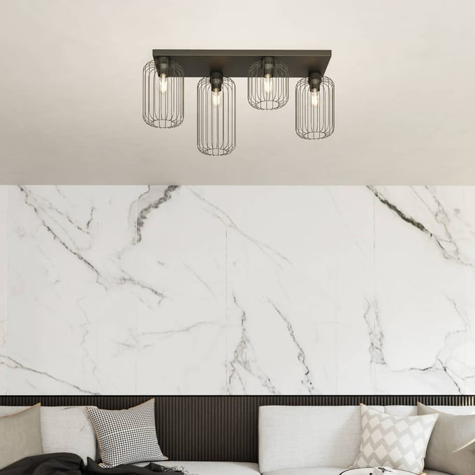 EMIBIG LIGHTING Plafondlamp Barn, 4-lamps, 83 cm, zwart, metaal, E27