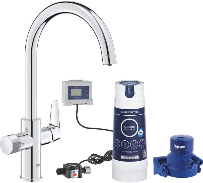 GROHE Starter Kit GROHE Blue Pure BauCurve 30581 C-uitloop S-filter chroom, 30581000