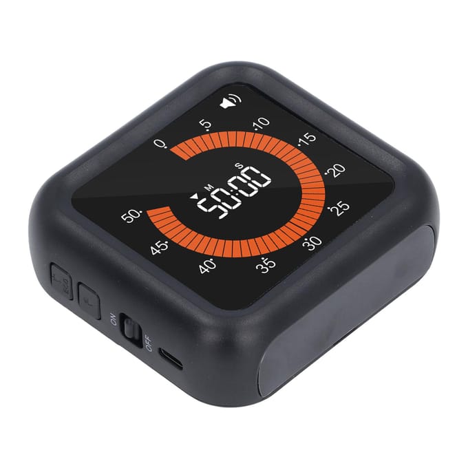 Minuteur Visuel Silencieux Rechargeable Dos Magnétique Compte à Rebours Minuteur Numérique avec Support pour Étude blanc