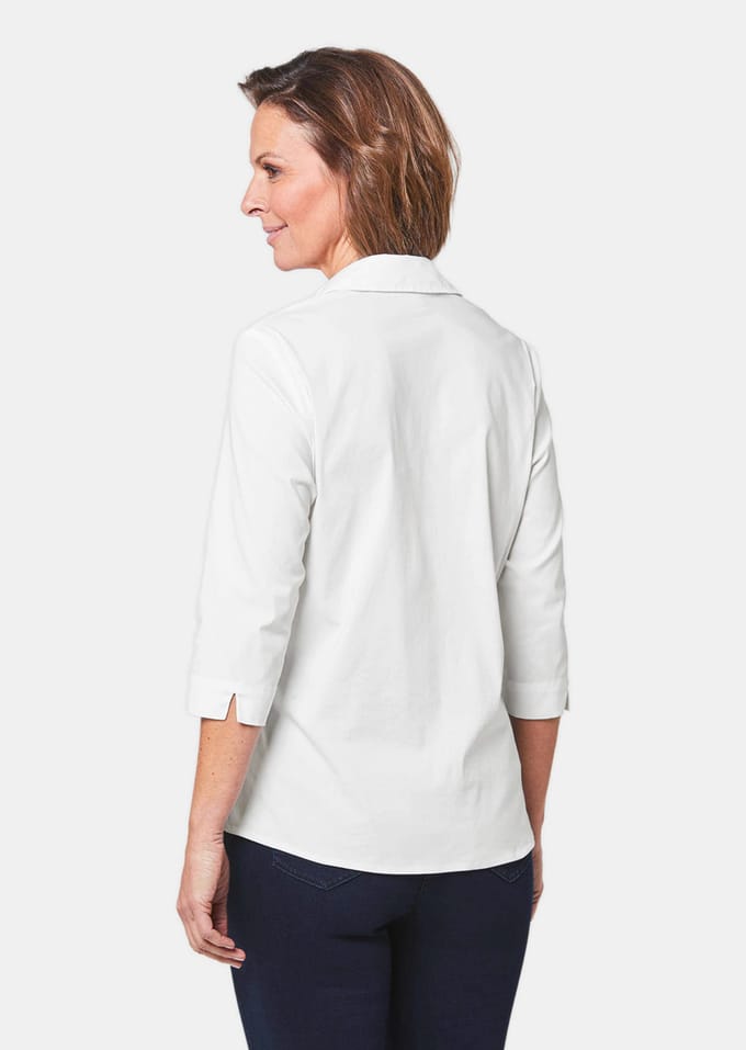 Comfortabele stretchblouse met katoen - wit - Gr. 21 van Goldner Fashion