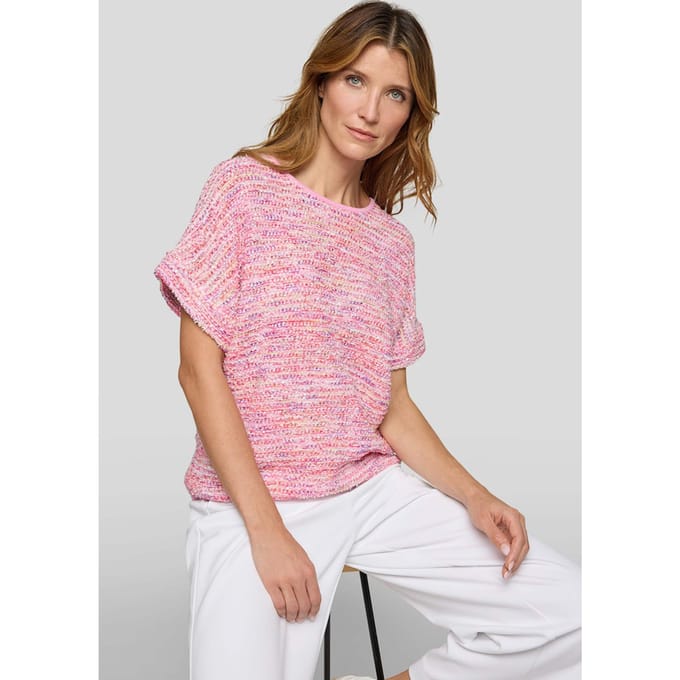 Pullover van lintjesgaren in multicolourlook - rosé / roze - Gr. 46 van Goldner Fashion