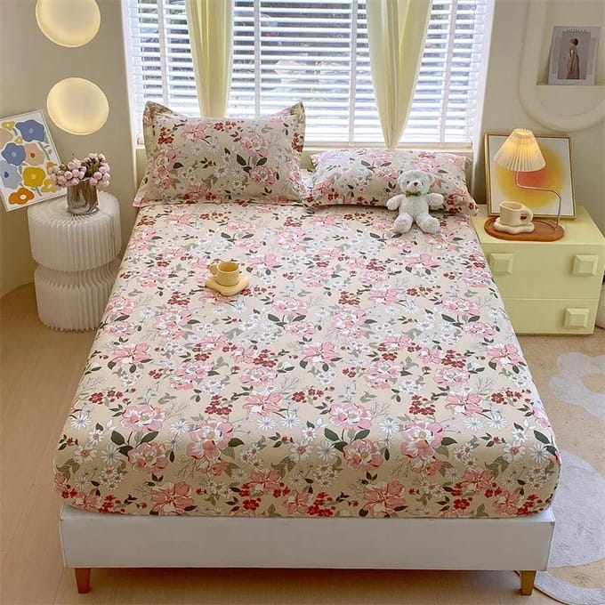 Drap-housse imprimé doux 100% coton Housse de lit Taille simple/Queen Linge de lit protetor de colchão (Pas de taie d'oreiller 100x200x25cm 1pc