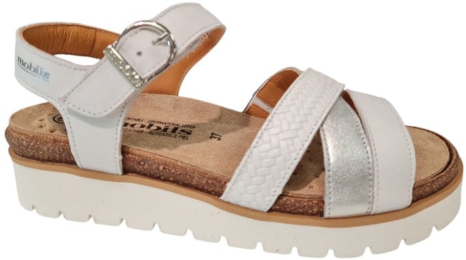 Mephisto Thina Leren Dames Sandalen - Wit - 37