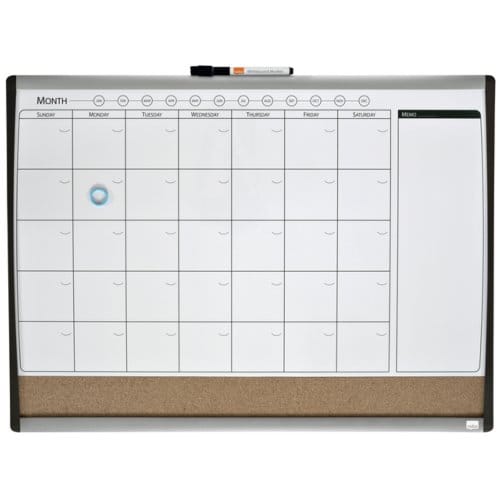 Whiteboard Nobo magnetische planner met prikbord van kurk 58,5x43cm