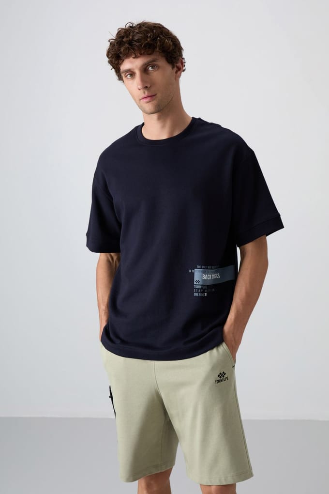 Oversized Katoenmix T-shirt met Ronde Hals