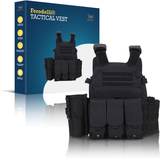 Ferodelli Carnaval Leger Kleding - Vest - Outdoor - Accesoires - Zwart