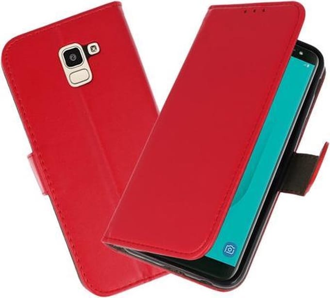 Rood booktype wallet case Hoesje voor Samsung Galaxy J8