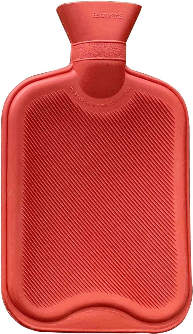 Sundo Warmwaterkruik 2 liter - Rubber kruik met dubbele lamellen en schroefdop - Rood