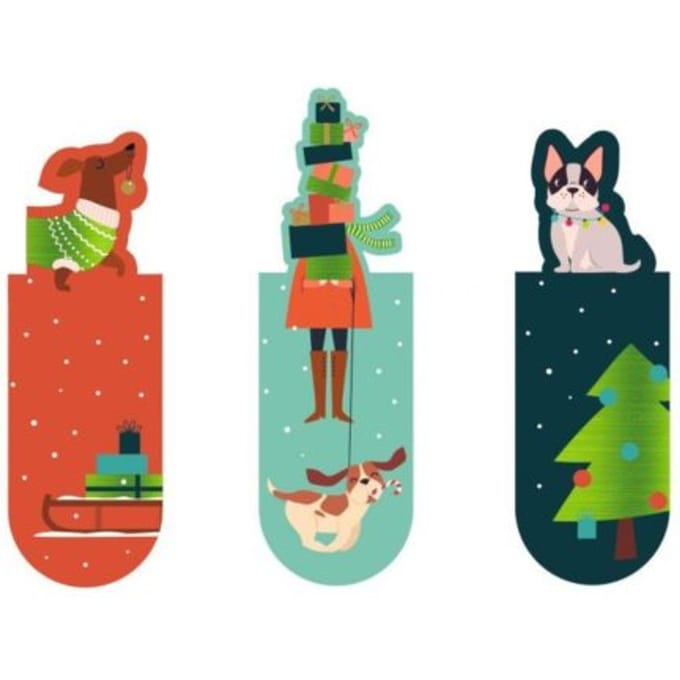 Moses magnetische boekenlegger kerst hondjes set 3 stuks
