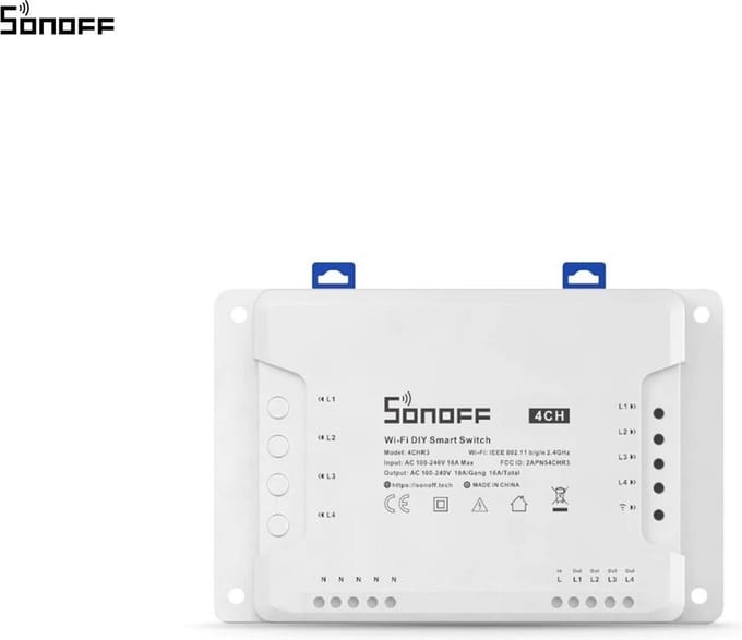 Sonoff - 4CHR3 - 4 gang Smart schakelaar - Smart WiFi Schakelaar