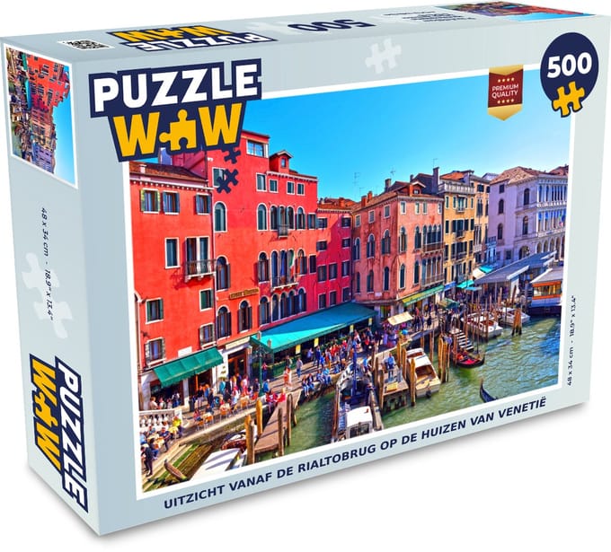 Puzzel Uitzicht vanaf de Rialtobrug op de huizen van Venetië - Legpuzzel - Puzzel 500 stukjes