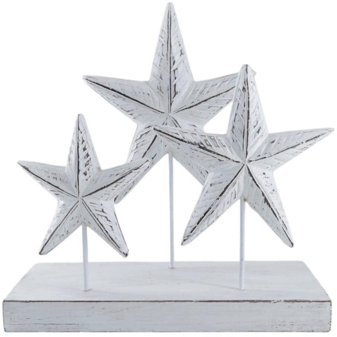 Ornament Miam drie zeesterren wit 30x30 cm