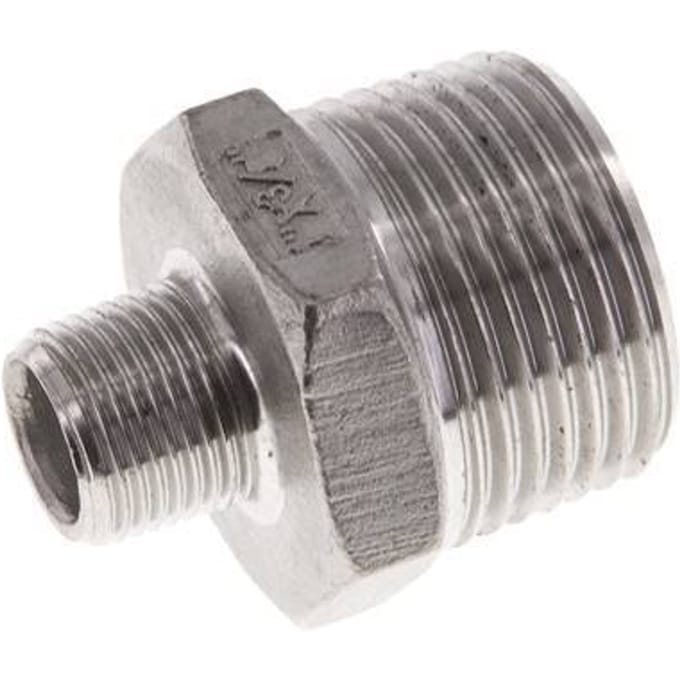 R 1'' x R 3/8'' RVS Borstnippel 16 Bar