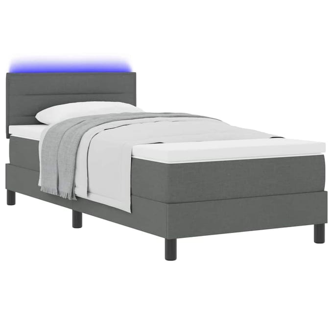 vidaXL - Boxspring - bed - met - hoofdeinde - Donkergrijs - 100 - x - 200 - cm - Stof