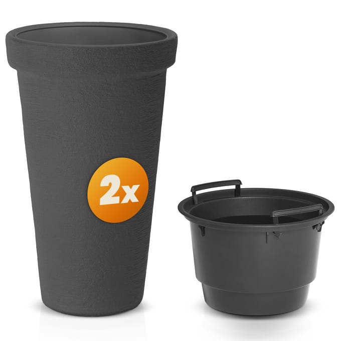 Casaria Bloempot - Set van 2 40x63cm 42l Vorstbestendig - Antraciet