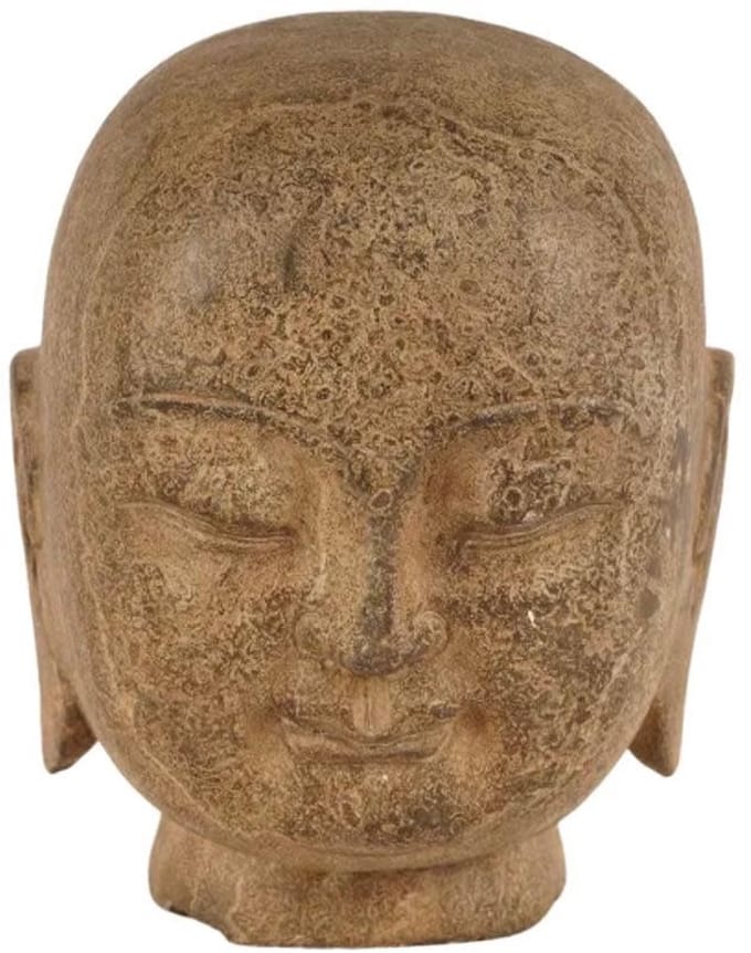 Fine Asianliving Boeddhahoofd Steen Handgesneden 10x10cm