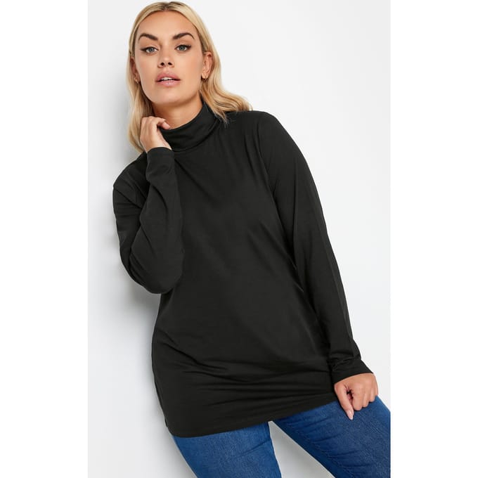 Yours Top Met Lange Mouwen En Col In Zwart Size 42