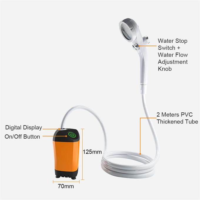Outdoor Camping Douche Draagbare Elektrische Douchepomp IPX7 Waterdicht met 3 Wateruitgangsmodi Basic blauw