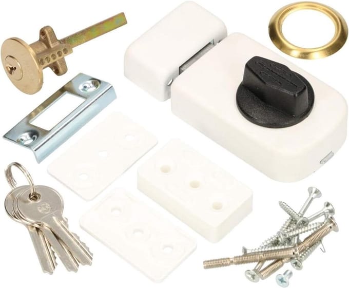 Extra slot - Deurslot kastslot - Beveiliging deuren - Met buitencilinder - 50 mm - Wit