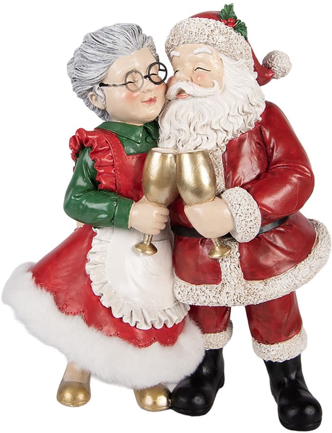 Clayre & Eef Kerstdecoratie Beeld Kerstvrouw 20x12x26 cm Rood Kunststof
