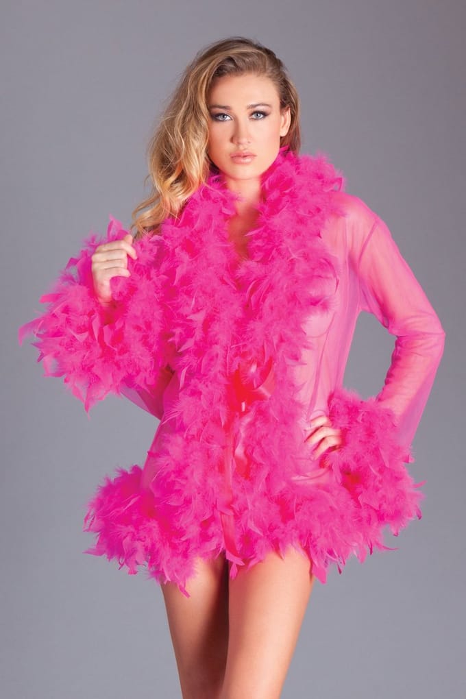 Be Wicked - Kimono Met Veren - Roze - One Size