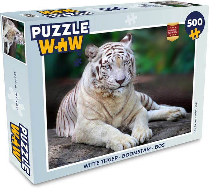 Puzzel Witte tijger - Boomstam - Bos - Legpuzzel - Puzzel 500 stukjes