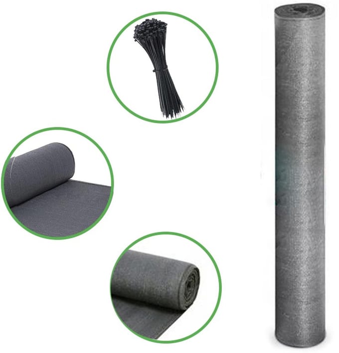 Grijs camouflagenet 10 m voor een hek van 1,5 m