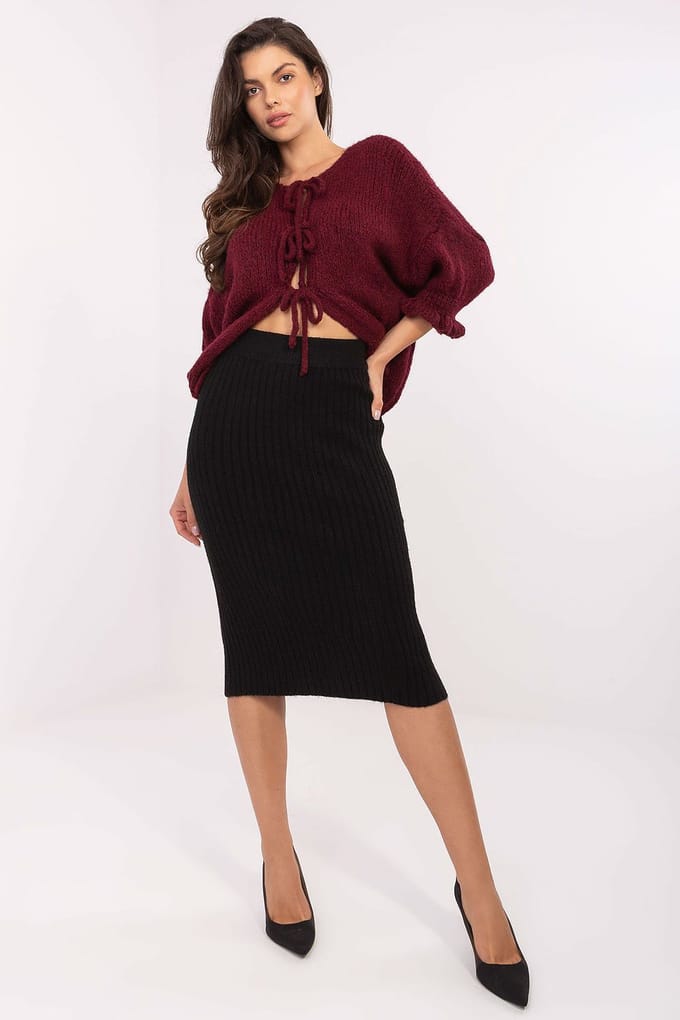 Chic Ribbed Skirt - Black / S