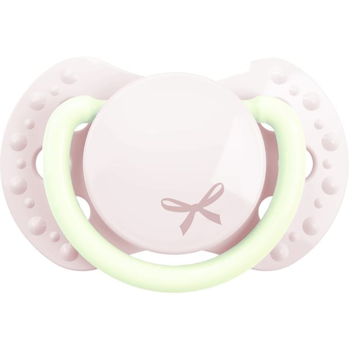 Difrax LOVI Fopspeen Dynamisch - Classy - Newborn - Lichtroze & Glow in the Dark - 2 Stuks