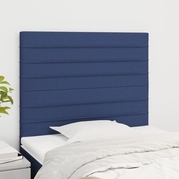 vidaXL - Hoofdbord - blauw - 100x5x118/128 - cm - stof