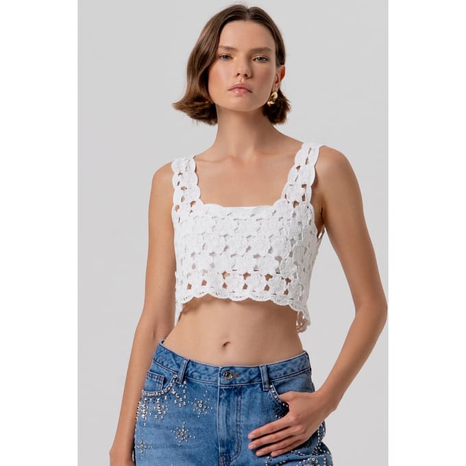 top in kant vrouw creme