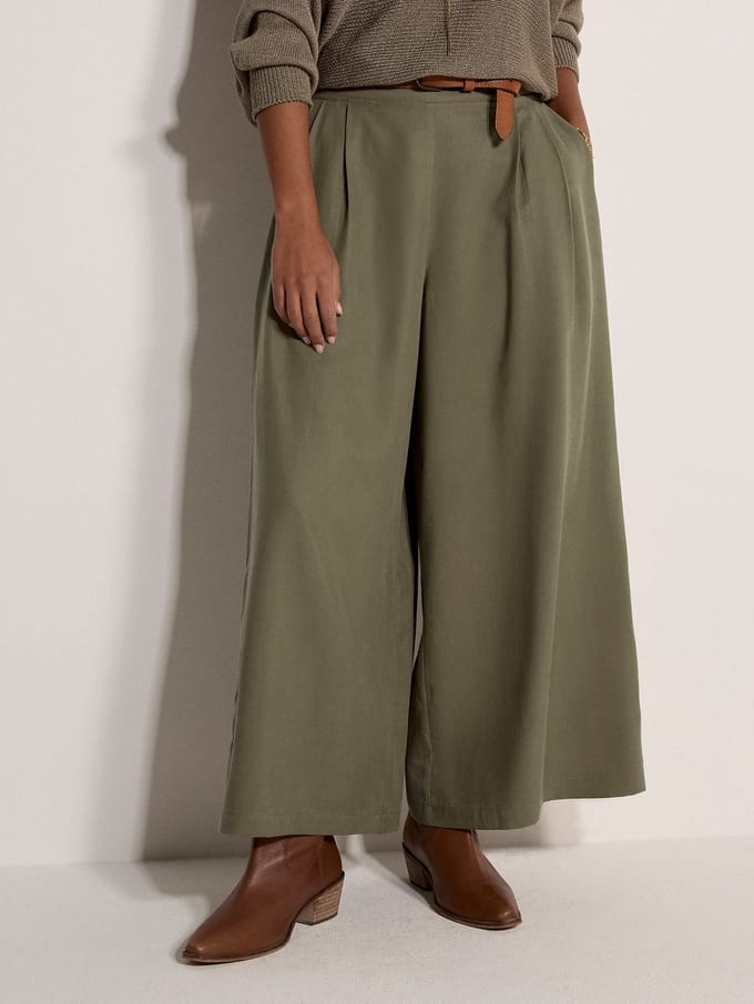 Slub linnen broek met wijde pijpen