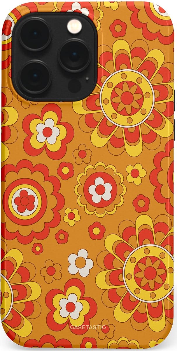 Casetastic hoesje geschikt voor Apple iPhone 14 Pro Max - MagSafe - Dubbellaagse bescherming - Retro droom - Fashion Case - Okergeel Terracotta Rood