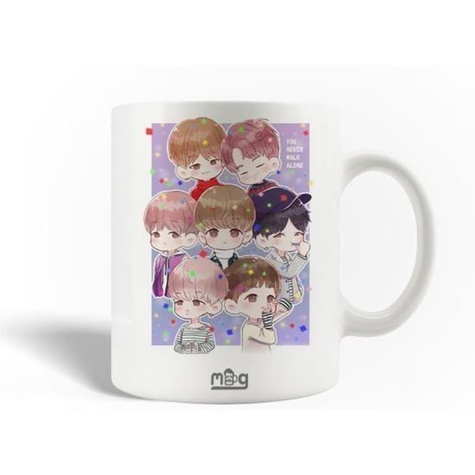 Mug en Céramique - BTS - Spring Day - 30cl - Compatible Lave-Vaisselle - Blanc