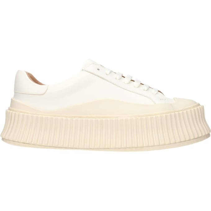 Jil Sander Witte Leren Platform Sneakers