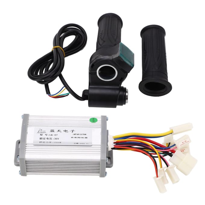 Contrôleur de Moteur à Balais pour Vélo Électrique 36V 1000W Ensemble de Contrôle de Vitesse avec Accélérateur black