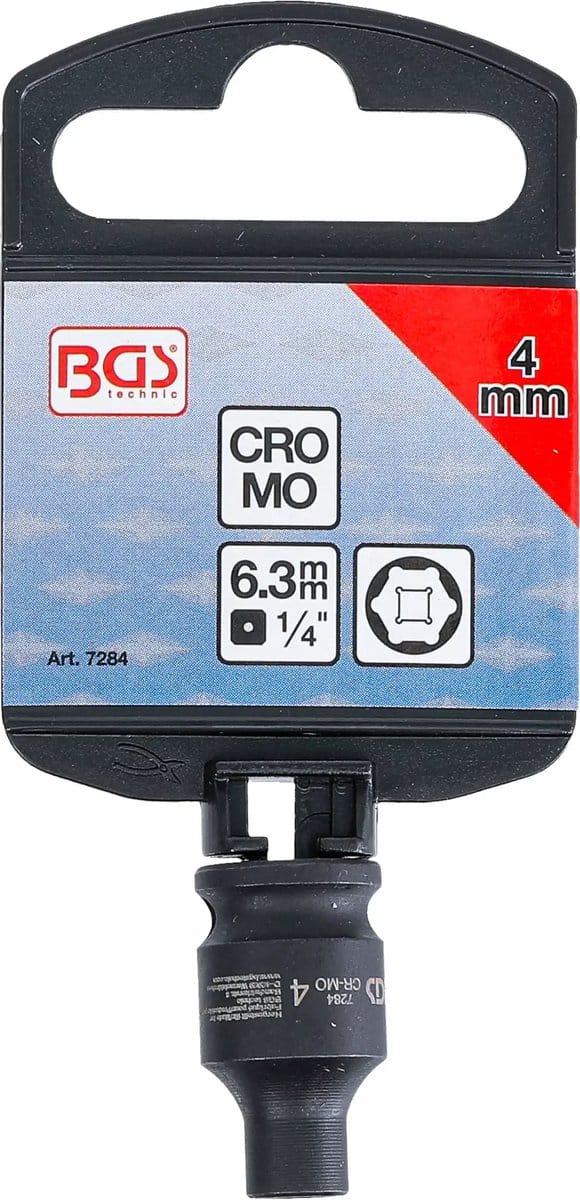 BGS Kracht Dopsleuteldop zeskant - 1/4 - 4 mm