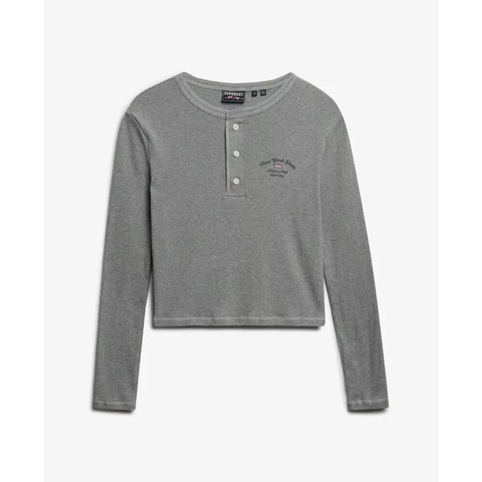 Superdry Athletic Essentials Overhemd met Lange Mouwen Grey Grootte: 40