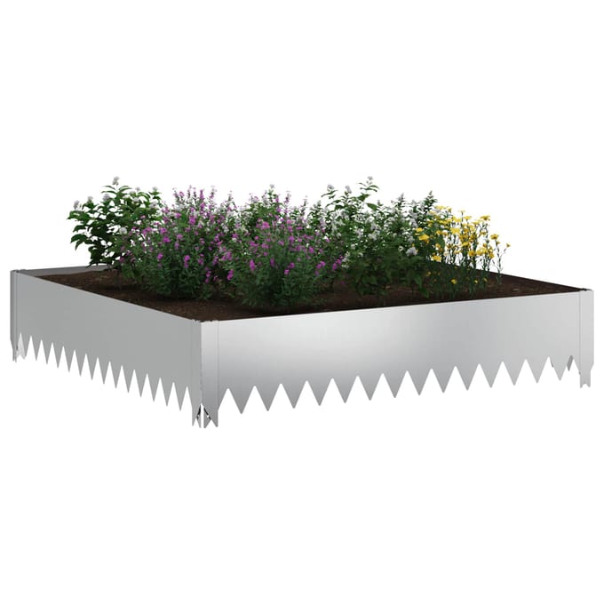 vidaXL - Gazonrand - 100 - x - 100 - x - 20 - cm - Staal - Zilverkleurig