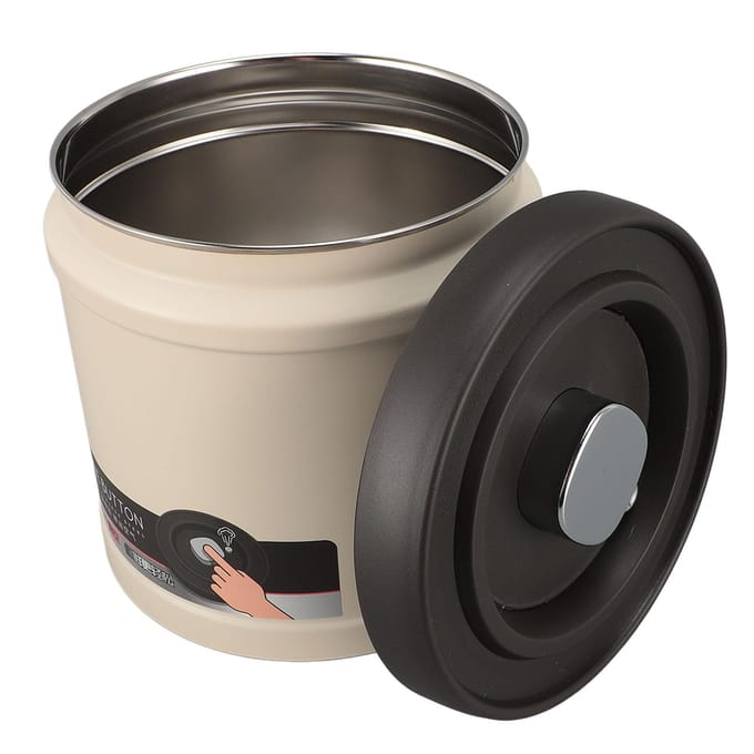 Roestvrijstalen Vacuüm Pot Multifunctioneel Compact Druk Luchtdicht Koffiecontainer voor Thee Gedroogd beige