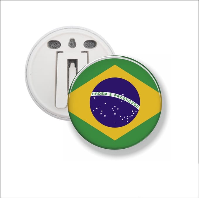 Button Met Clip 58 MM - Vlag Brazilië