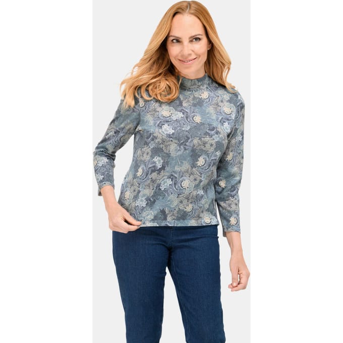 Gedessineerde pullover - rookblauw / gedess. - Gr. 20 van Goldner Fashion