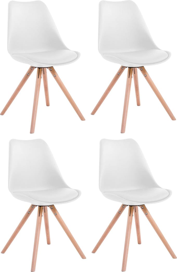 CLP Toulouse Set van 4 stoelen - Rond - Kunstleer wit natura