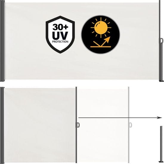 Casaria Wind Tuinscherm Nosara - 160x300cm Uitschuifbaar – Crème