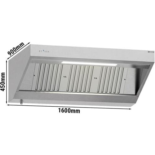 GGM Gastro Wandhaube mit Motor - 1600mm - mit Regler, Filter & Lampe