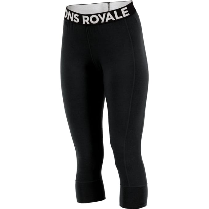 Mons Royale Cascade Merino Base Layer 3/4, thermobroek, dames, zwart