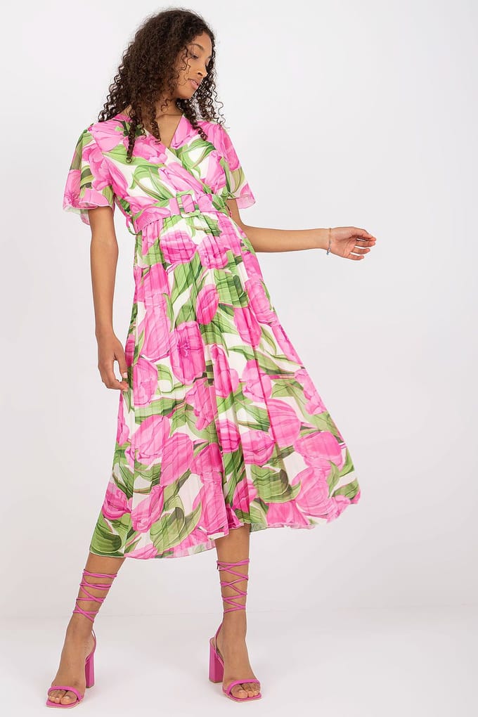Sunset Citrus Wrap Dress - Roze / One Size