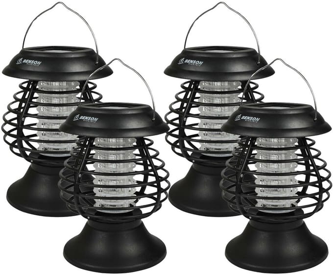 Benson Muggenlamp solar - 4x - UV-LED - 14 x 19,5 cm - insectenvanger - IP44