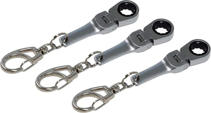3-pack Flexibele Ratelsleutel met Sleutelhanger 10mm