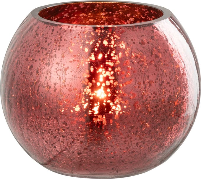 J-Line theelichthouder Bal Craquelé - glas - roze - small